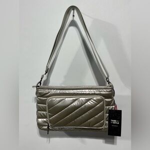 THINK ROYLN Silver‎ Quilted Crossbody With Smaller Crossbody Inside NWT